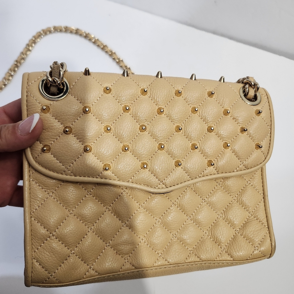 Rebbeca minkoff cream golden studded patch shoulder crossbody bag - Picture 8 of 16